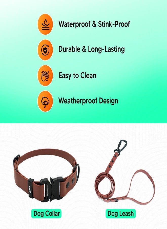 ADIL'S Adil’S Waterproof Leash and Collar Combo Set - Adjustable & Breathable Biothane Collar with Leash Suitable for Medium & Large Size Dogs (Lease 5Ft),Chestnut, M - Image 2